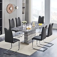 Product photograph of Parini Large Extending Melange Dining Table 6 Petra Black Chairs from Furniture in Fashion