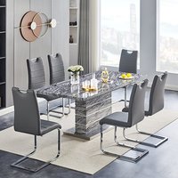 Product photograph of Parini Large Extending Melange Dining Table 6 Petra Grey Chairs from Furniture in Fashion