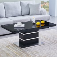 Product photograph of Parini High Gloss Coffee Table In Black With Glass Top from Furniture in Fashion