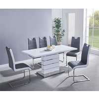 Product photograph of Parini Small Extending White Dining Table 6 Petra Grey White Chairs from Furniture in Fashion