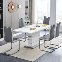 Product photograph of Parini Small Extending White Dining Table 4 Petra Grey White Chairs from Furniture in Fashion