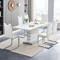 Product photograph of Parini Small Extending White Dining Table 4 Petra White Chairs from Furniture in Fashion