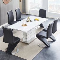 Product photograph of Parini Small Extending White Dining Table 4 Summer Black Chairs from Furniture in Fashion