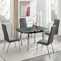 Product photograph of Paris Extending Grey Glass Dining Table 4 Dora Grey Chairs from Furniture in Fashion