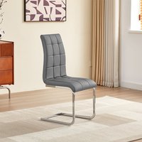 Product photograph of Paris Faux Leather Dining Chair In Grey from Furniture in Fashion