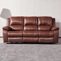 Product photograph of Parker Faux Leather Electric Recliner 3 Seater Sofa In Dark Tan from Furniture in Fashion