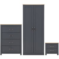 Product photograph of Parnu Wooden Furniture Set With 2 Doors Wardrobe In Grey And Oak from Furniture in Fashion
