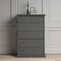 Product photograph of Paroya Wooden Chest Of 6 Drawers In Matt Grey from Furniture in Fashion