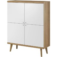 Product photograph of Pasco Wooden Storage Cabinet With 4 Doors In Matt White And Oak from Furniture in Fashion