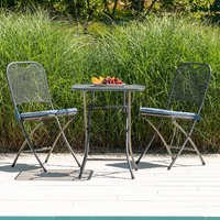 Product photograph of Pecos Metal Garden Folding Tea Table With 2 Chair In Grey from Furniture in Fashion