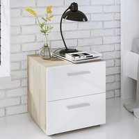 Product photograph of Perkin Wooden Bedside Cabinet In Oak And White Gloss 2 Drawers from Furniture in Fashion