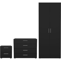 Product photograph of Perkin Wooden Furniture Set With 2 Doors Wardrobe In Black from Furniture in Fashion