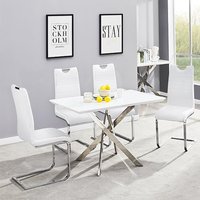 Product photograph of Petra Small White Glass Dining Table 4 Petra White Chairs from Furniture in Fashion