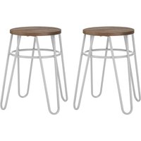 Product photograph of Pherkad Wooden Hairpin Stools With Grey Metal Legs In Pair from Furniture in Fashion