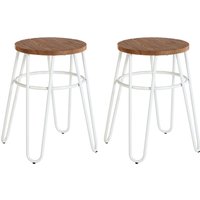 Product photograph of Pherkad Wooden Hairpin Stools With White Metal Legs In Pair from Furniture in Fashion