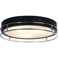 Product photograph of Phoenix 3 Light Frosted Glass Flush Light In Black And Chrome from Furniture in Fashion