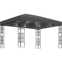 Product photograph of Piav Large Fabric Gazebo In Anthracite With Led String Lights from Furniture in Fashion