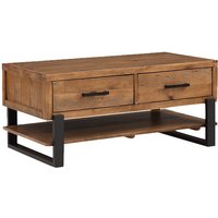 Product photograph of Pierre Pine Wood Coffee Table With 2 Drawers In Rustic Oak from Furniture in Fashion