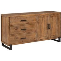 Product photograph of Pierre Pine Wood Sideboard With 2 Doors 3 Drawers In Rustic Oak from Furniture in Fashion