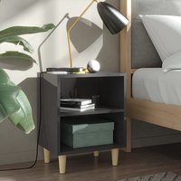 Product photograph of Pilis High Gloss Bedside Cabinet In Grey With Natural Legs from Furniture in Fashion