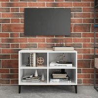 Product photograph of Pilvi High Gloss Tv Stand In White With Metal Legs from Furniture in Fashion