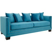 Product photograph of Pipirima Upholstered Velvet 3 Seater Sofa In Cyan Blue from Furniture in Fashion
