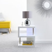 Product photograph of Powick Lamp Table In White High Gloss With Led Lighting from Furniture in Fashion