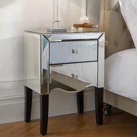 Product photograph of Polearm Mirrored Bedside Cabinet With 2 Drawers In Silver from Furniture in Fashion