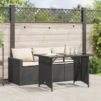 Product photograph of Ponce Rattan Glass Outdoor 3 Seater Dining Set In Black Cream from Furniture in Fashion