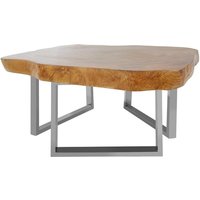 Product photograph of Praecipua Wooden Coffee Table With Silver Steel Base In Natural from Furniture in Fashion