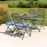 Product photograph of Prats Outdoor Square Dining Table With 4 Chairs In Blue from Furniture in Fashion