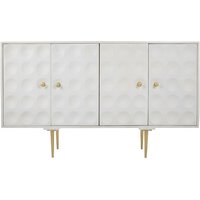 Product photograph of Profi Wooden Sideboard In White With Indented Circles Design from Furniture in Fashion