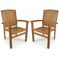 Product photograph of Pryor Teak Wooden Outdoor Arm Chairs In Pair from Furniture in Fashion