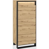 Product photograph of Qesso Wooden Storage Cabinet 1 Door In Artisan Oak With Led from Furniture in Fashion