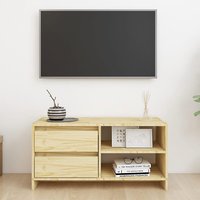 Product photograph of Quana Pinewood Tv Stand With 2 Doors 1 Shelf In Natural from Furniture in Fashion