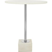 Product photograph of Mekbuda White Marble Top Side Table With Nickel Steel Base from Furniture in Fashion