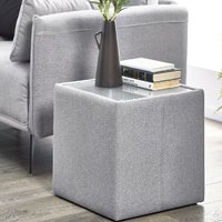 Product photograph of Rania Glass Top Lamp Table With Grey Fabric Frame from Furniture in Fashion