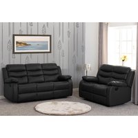 Product photograph of Rawlins Faux Leather Recliner 3 2 Seater Sofa Set In Black from Furniture in Fashion