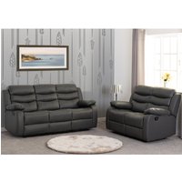 Product photograph of Rawlins Faux Leather Recliner 3 2 Seater Sofa Set In Grey from Furniture in Fashion