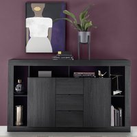 Product photograph of Raya Wooden Sideboard With 2 Doors 3 Drawers In Black Oak from Furniture in Fashion