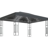 Product photograph of Raziel Large Fabric Gazebo In Anthracite With Led String Lights from Furniture in Fashion