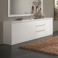 Product photograph of Regal Sideboard In White With Gloss Lacquer And Cromo Decor from Furniture in Fashion