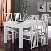 Product photograph of Regal Cromo Details White Gloss Dining Table With 4 Chairs from Furniture in Fashion