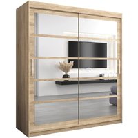 Product photograph of Reston Mirrored Wardrobe With 2 Sliding Doors In Sonoma Oak from Furniture in Fashion