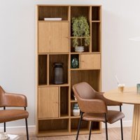 Product photograph of Reston Wooden Bookcase With 3 Doors And 11 Shelves In Oak from Furniture in Fashion