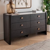Product photograph of Rimouski Wooden Chest Of 6 Drawers In Ebony Brown from Furniture in Fashion