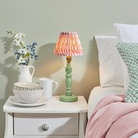 Product photograph of Riyadh Coral Pink 16cm Shade Wood Table Lamp In Cotswold Green from Furniture in Fashion