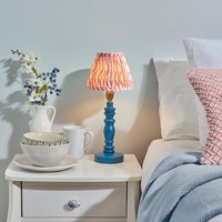 Product photograph of Riyadh Coral Pink 16cm Shade Wood Table Lamp In Marlin Blue from Furniture in Fashion