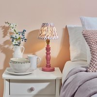 Product photograph of Riyadh Pearl Grey 16cm Shade Wood Table Lamp In Pink Clay from Furniture in Fashion