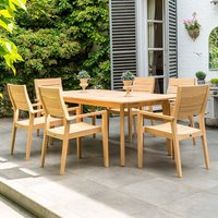 Product photograph of Robalt Extending Dining Table With 6 Stacking Chair In Natural from Furniture in Fashion